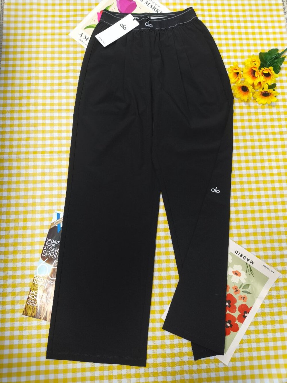 Alo Yoga💎Loose Straight Leg Trouser Black (Regular) 30" Inseam🚀 - Picture 2 of 8